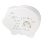 Personalised New Baby Rainbow Design Ceramic Piggy Bank - Image 5