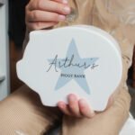 Personalised Children's Name & Message Blue Star Motif Ceramic Piggy Bank - Image 2