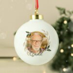 Personalised Any Message Photo Upload Memorial Ceramic Christmas Bauble - Image 2