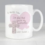 Personalised 'I'm Glad That You're My Godmother' Pink Heart Ceramic Mug - Image 2