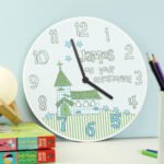 Personalised ‘On Your Christening’ Blue Whimsical Church Design Wooden Wall Clock - Image 2