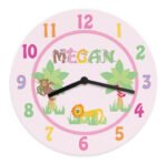 Personalised Children's Pink Animal Alphabet Design Wooden Wall Clock - Image 4
