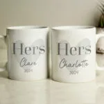 Personalised Heart Motif Couples Ceramic Mug Set