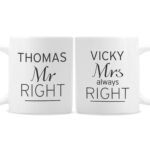 Personalised Classic 'Mr Right/Mrs Always Right' Ceramic Mug Set - Image 3