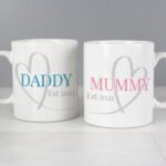 Personalised 'Mummy & Daddy' Heart Design Ceramic Mug Set