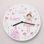 Personalised Children's Fairy Princess Design Round Wooden Wall Clock