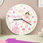 Personalised Children's Fairy Princess Design Round Wooden Wall Clock - Image 3