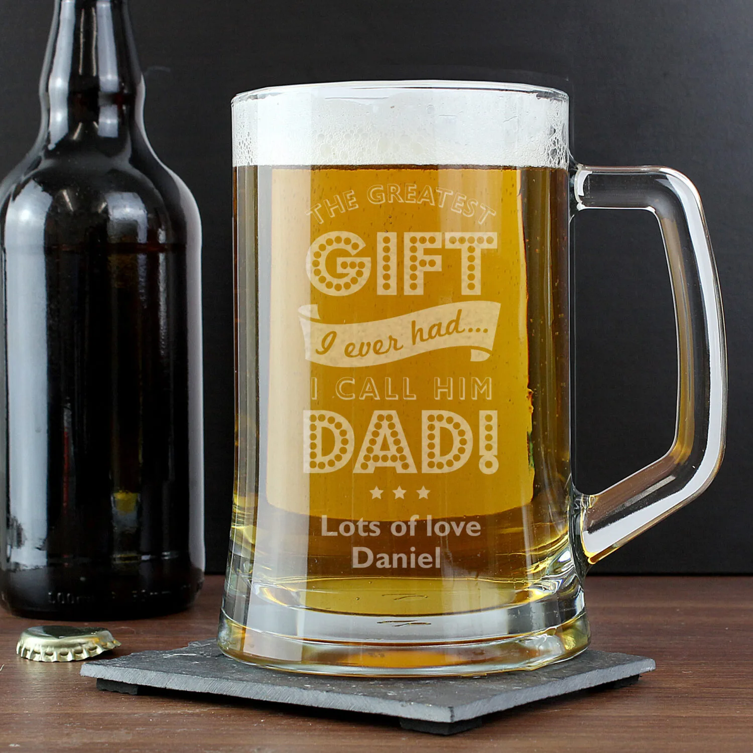 P0307G82 Personalised 'The Greatest Gift I Ever Had' Dad Pint Stern Glass Tankard Personalised 'The Greatest Gift I Ever Had' Dad Pint Stern Glass Tankard - Image 1