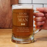 Personalised 'Groomsman' Bow Tie Motif Pint Stern Glass Tankard - Image 3