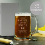 Personalised 'Father of the Bride' Bow Tie Motif Pint Stern Glass Tankard - Image 3
