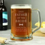 Personalised 'Father of the Bride' Bow Tie Motif Pint Stern Glass Tankard - Image 4