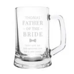Personalised 'Father of the Bride' Bow Tie Motif Pint Stern Glass Tankard - Image 5