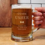 Personalised 'Usher' Bow Tie Motif Pint Stern Glass Tankard - Image 3