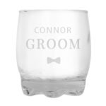Personalised 'Groom' Bow Tie Motif Glass Tumbler - Image 3