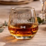 Personalised 'Groom' Bow Tie Motif Wedding Glass Tumbler