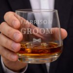 Personalised 'Groom' Bow Tie Motif Wedding Glass Tumbler - Image 2