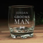 Personalised 'Groomsman' Bow Tie Motif Glass Tumbler