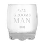 Personalised 'Groomsman' Bow Tie Motif Glass Tumbler - Image 3