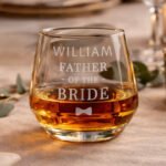 Personalised 'Father of the Bride' Bow Tie Motif Wedding Glass Tumbler