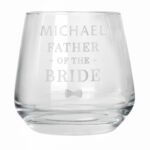 Personalised 'Father of the Bride' Bow Tie Motif Wedding Glass Tumbler - Image 4