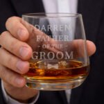 Personalised 'Father of the Groom' Bow Tie Motif Wedding Glass Tumbler - Image 2