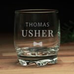 Personalised 'Usher' Bow Tie Motif Glass Tumbler