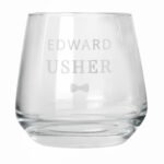 Personalised 'Usher' Bow Tie Motif Wedding Glass Tumbler - Image 4