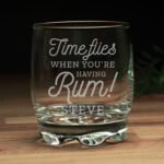 Personalised 'Time Flies When You're Having Rum' Glass Tumbler