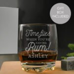 Personalised 'Time Flies When You're Having Rum' Glass Tumbler - Image 2