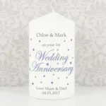 Personalised 'On Your Wedding Anniversary' Pillar Candle