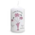 Personalised Any Message Flowers in Vase Design Pillar Candle - Image 5
