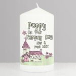 Personalised Pink Church Design Pillar Candle