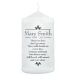 Personalised Sentiments 'Those We Love' Memorial Pillar Candle - Image 4