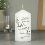 Personalised 'Life & Love Remembered' Memorial Pillar Candle