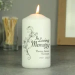 Personalised 'In Loving Memory' Memorial Pillar Candle