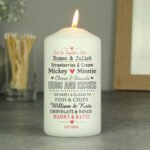 Personalised 'We Go Together Like....' Pillar Candle