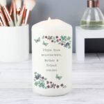 Personalised Any Message Forget Me Not Design Pillar Candle - Image 5