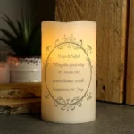 Personalised Any Message Ornate Frame Design LED Pillar Candle - Image 2