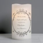 Personalised Any Message Ornate Frame Design LED Pillar Candle - Image 3