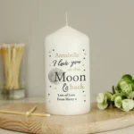 Personalised 'I Love You To the Moon & Back' Pillar Candle - Image 2