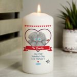 Personalised Me to You Couples Hearts Design Pillar Candle
