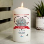 Personalised Me to You Couples Hearts Design Pillar Candle - Image 2