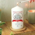 Personalised Me to You Couples Hearts Design Pillar Candle - Image 3