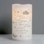 Personalised 'Twinkle Twinkle Little Star' LED Night Light Pillar Candle