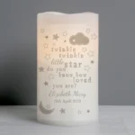 Personalised 'Twinkle Twinkle Little Star' LED Night Light Pillar Candle
