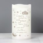 Personalised 'Twinkle Twinkle Little Star' LED Night Light Pillar Candle - Image 2