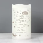 Personalised 'Twinkle Twinkle Little Star' LED Night Light Pillar Candle - Image 2