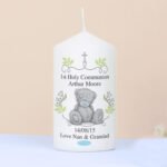 Personalised Me to You Religious Cross Motif Pillar Candle