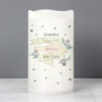 Personalised Any Message Garden Bloom Design LED Pillar Candle - Image 2