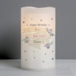 Personalised Any Message Garden Bloom Design LED Pillar Candle - Image 3